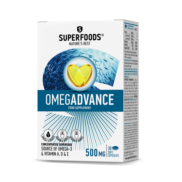 caixa de produto suplemento alimentar superfoods omegaadvance Ómega-3 