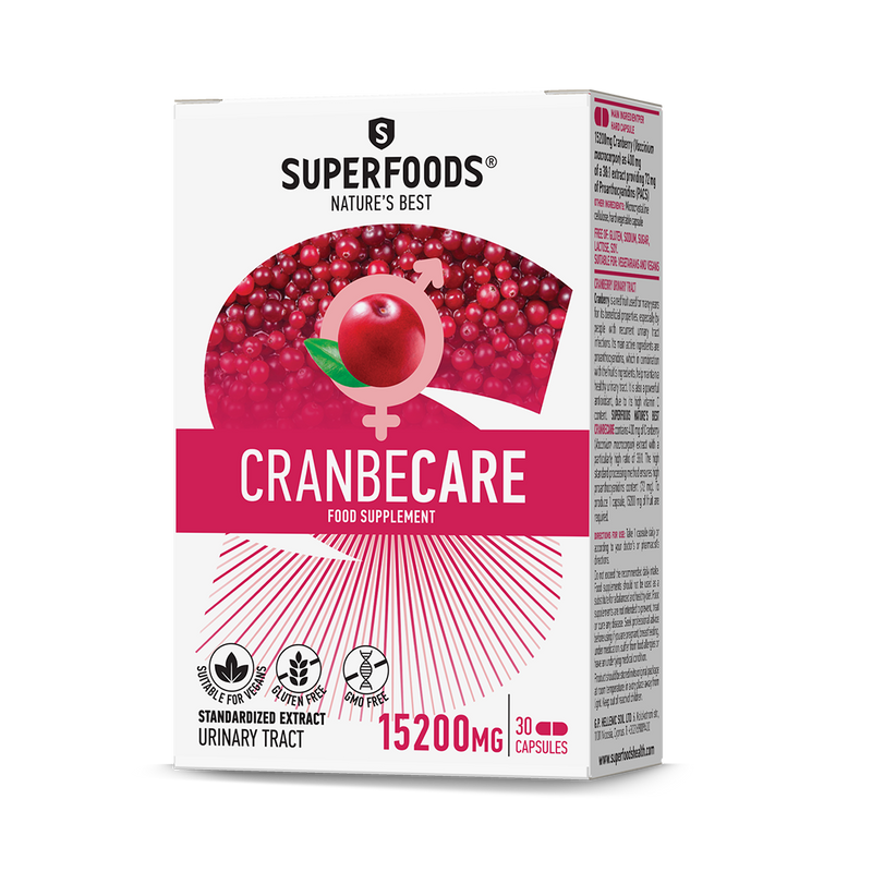 caixa do produto suplemento alimentar superfoods cranbecare cranberry