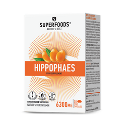 caixa de produto suplemento alimentar superfoods hippophaes  Espinheiro-marítimo